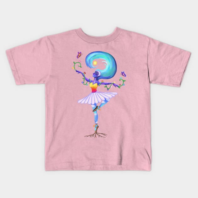 Nature's Free Spirited Ballerina Dreamer Dancer Kids T-Shirt by Art by Deborah Camp